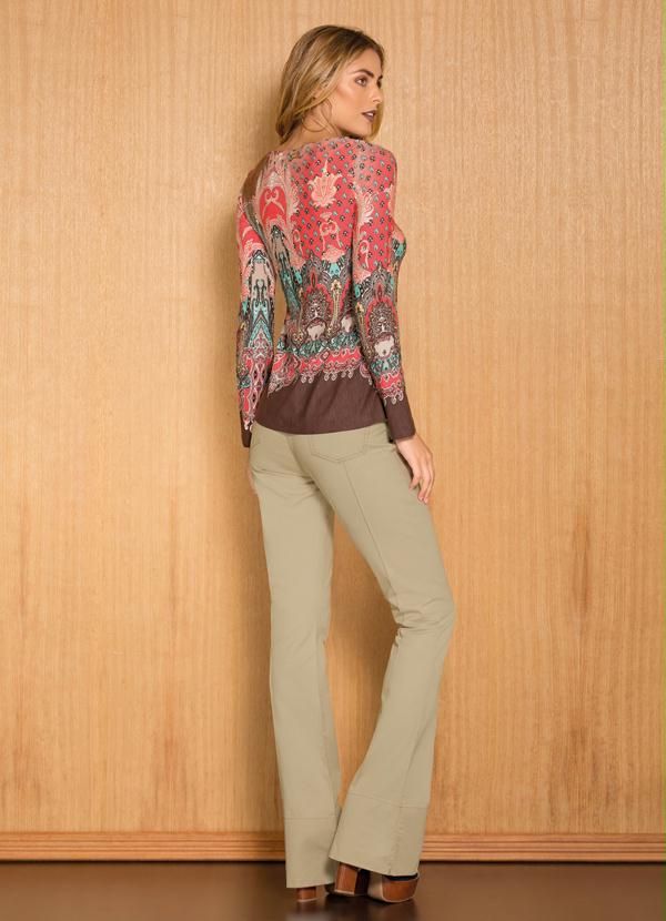 Quintess - Calça Flare Bege Cintura Alta 4