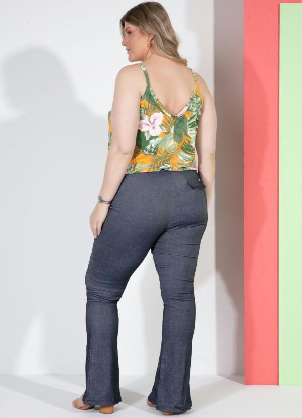 Quintess - Calça Flare Jeans com Fenda Frontal 11