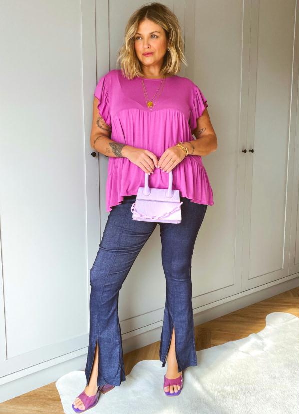 Quintess - Calça Flare Jeans com Fenda Frontal 3