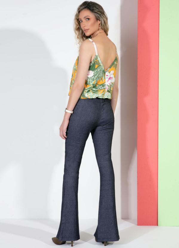 Quintess - Calça Flare Jeans com Fenda Frontal 7