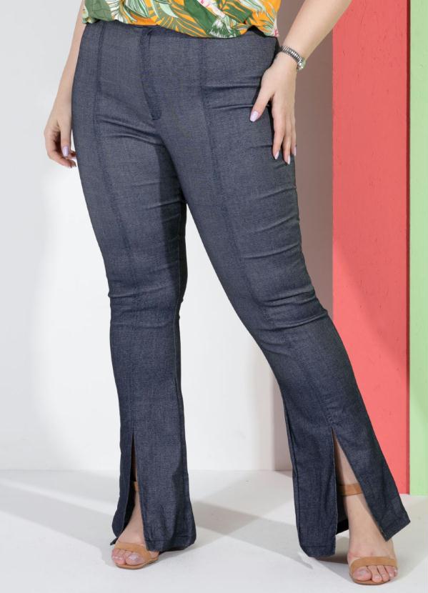 Quintess - Calça Flare Jeans com Fenda Frontal 8