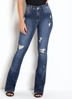 calca flare jeans rasgada