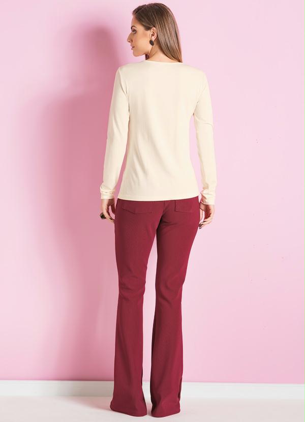 Quintess - Calça Flare Vinho Cintura Alta 5