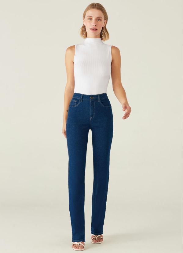 Malwee - Calça Azul Escuro Reta Flex Jeans 3