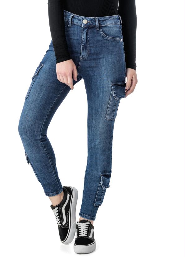 Enfim - Calça Azul Skinny Cargo Jeans