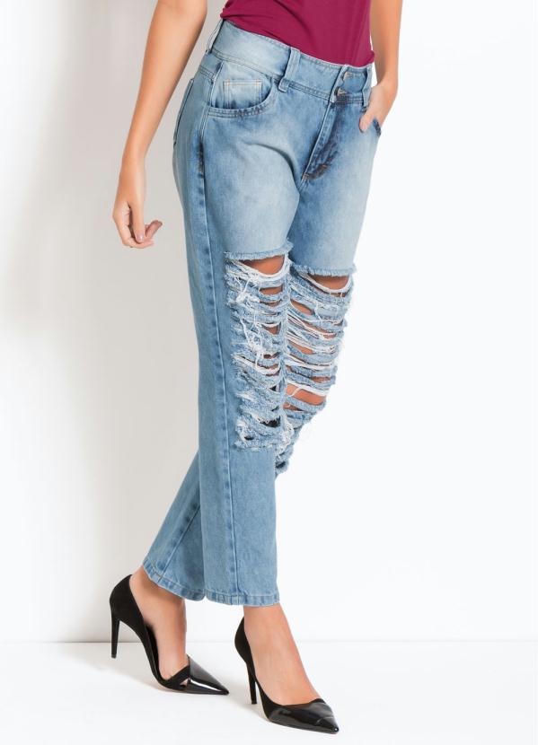 Quintess - Calça Boyfriend Destroyed Jeans Quintess