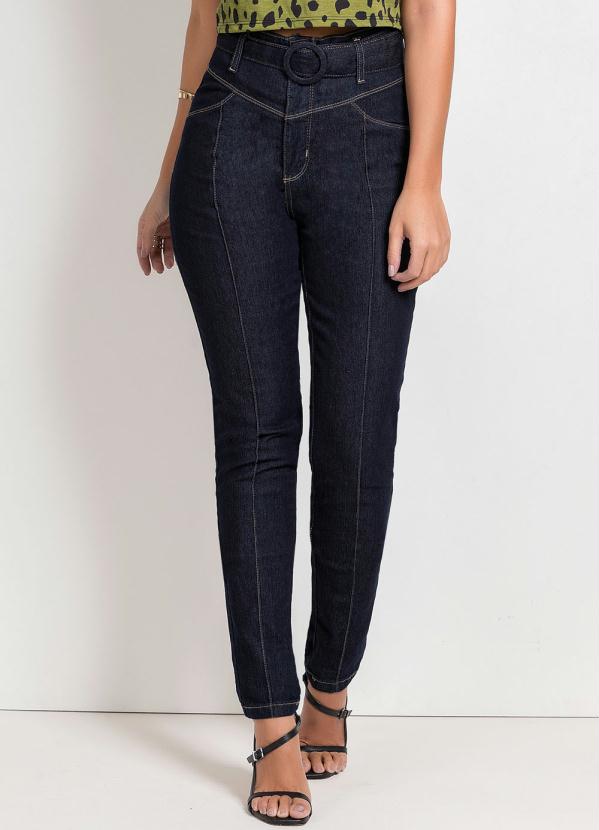 Calça Cigarrete Jeans Escuro Com Cinto Sawary Sawary Jeans 