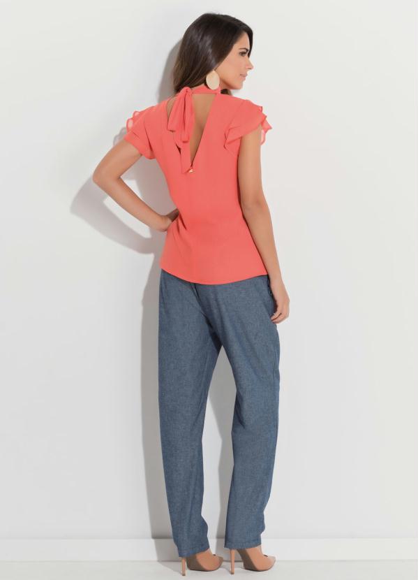 Quintess - Calça Clochard em Jeans Azul com Bolsos 4