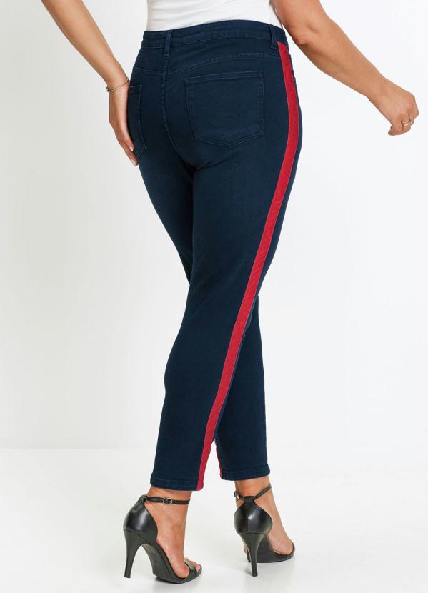 bonprix - Calça com Fita Lateral Azul Escuro 6