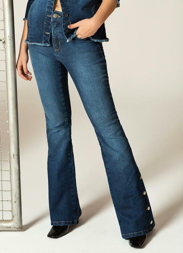 Doce Trama - Calça Flare Cintura Alta Jeans Doce Trama