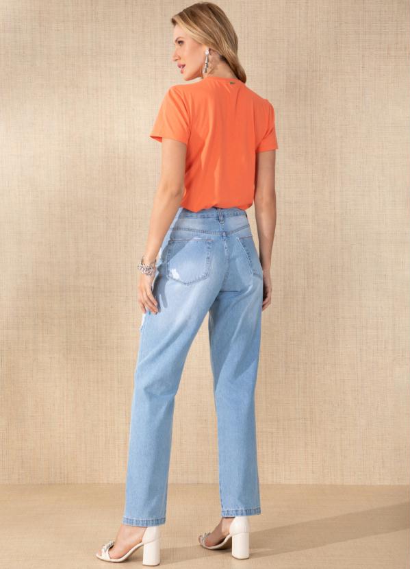 Quintess - Calça Jeans Azul Claro com Puídos 4