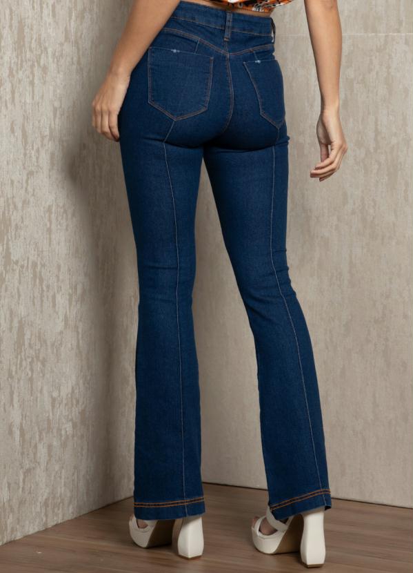 Quintess - Calça Jeans Azul Escuro Flare com Nervura 2