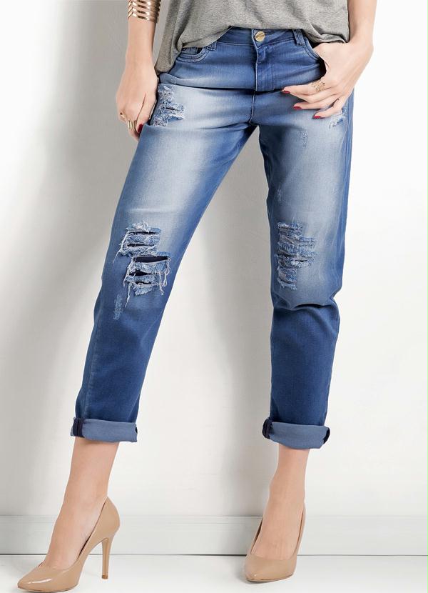 Ah - Calça Jeans Boy Fit Destroyed Ana Hickmann