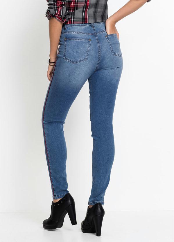 bonprix - Calça Jeans com Faixa Lateral Azul Médio 2