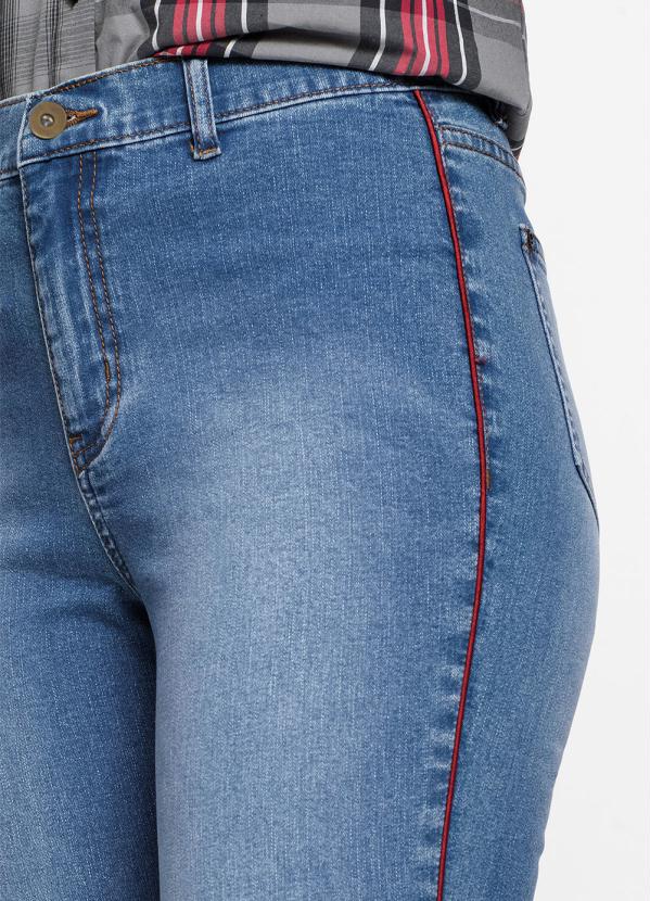 bonprix - Calça Jeans com Faixa Lateral Azul Médio 3