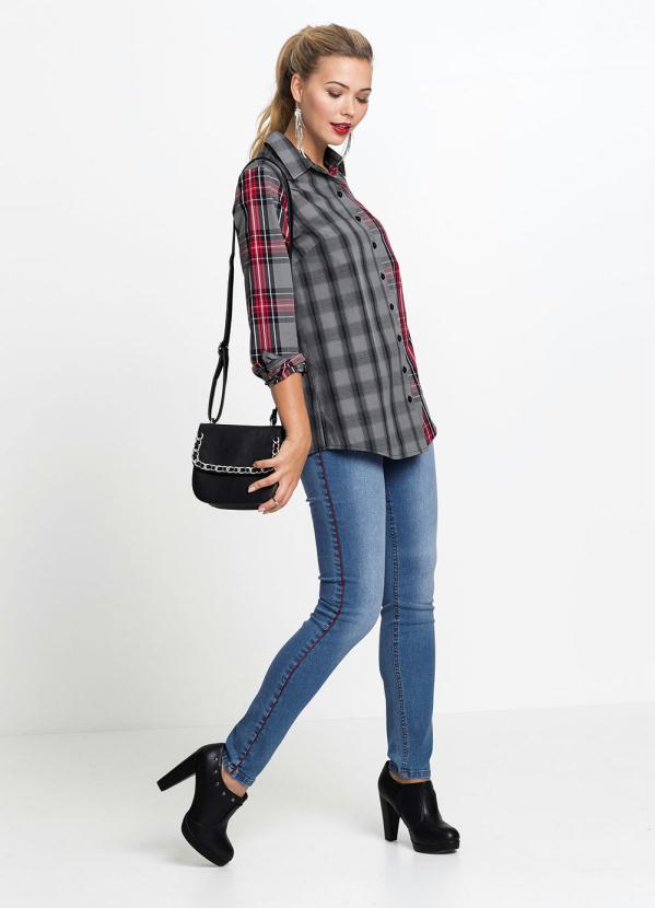 bonprix - Calça Jeans com Faixa Lateral Azul Médio 4