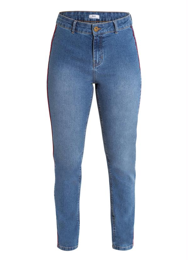 bonprix - Calça Jeans com Faixa Lateral Azul Médio 5