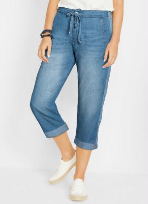 Calça Capri Feminina Jeans Com Licra Cintura Alta Com Efeito Levanta Bumbum  35 - Azul Escuro