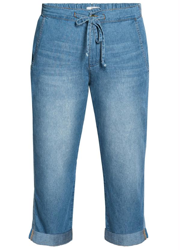 bonprix - Calça Jeans Confort Cropped Azul Claro