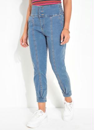 Sawary Jeans - Calça Jeans Cropped com Recortes e Bolsos Sawary - SAWARY JEANS