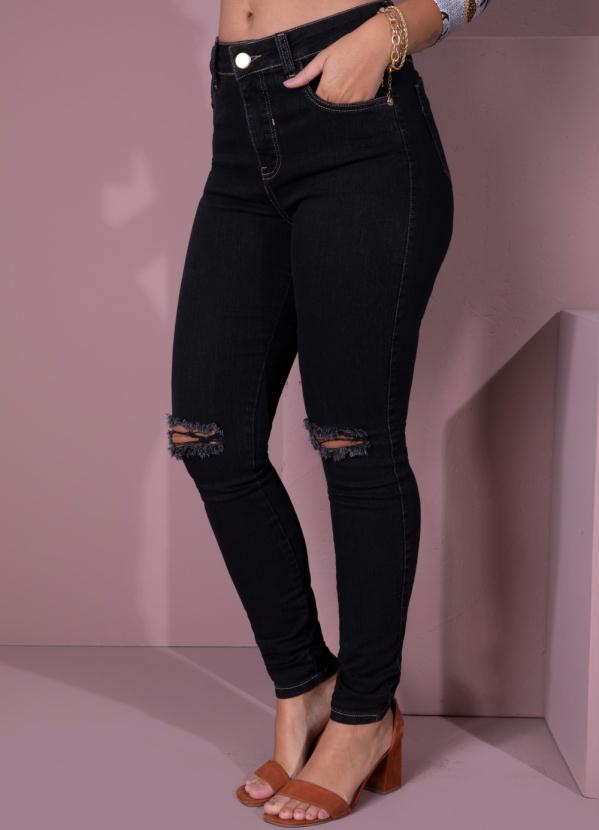 Quintess - Calça Jeans Escuro com Rasgos no Joelho 5