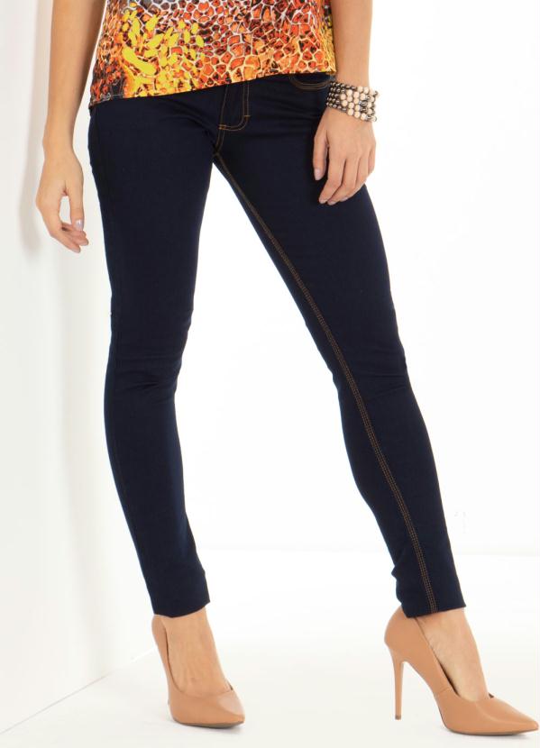 Quintess - Calça Jeans Escuro Skinny com Bolsos