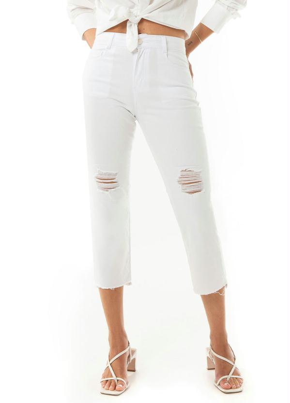 Endless - Calça Jeans Feminina Mom Branco