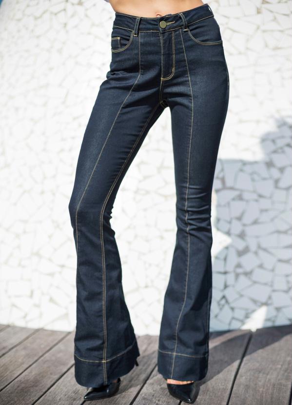 bonprix - Calça Jeans Flare Azul Escuro