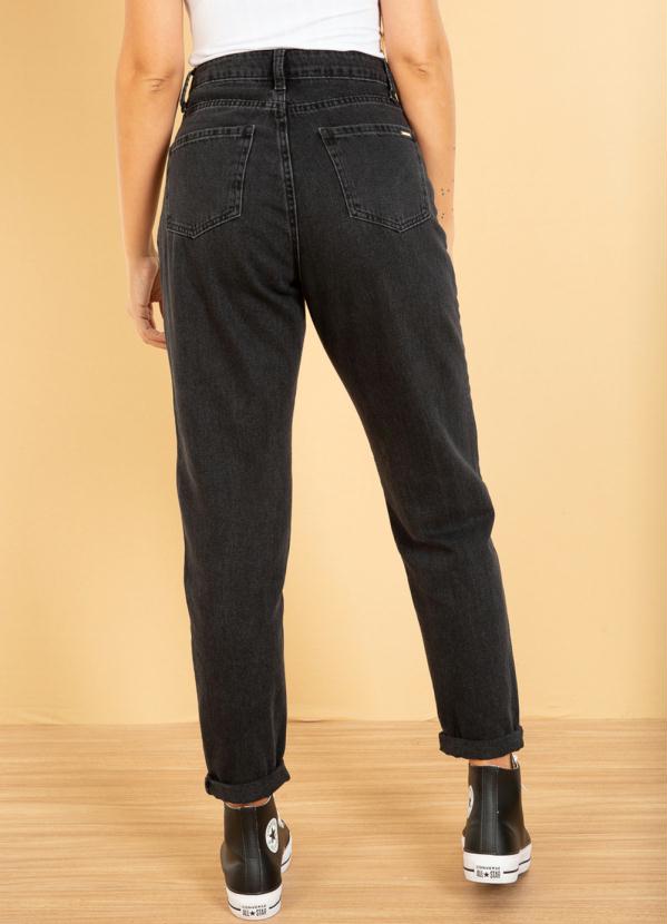 Cativa - Calça Jeans Mom Estonada Preto 5