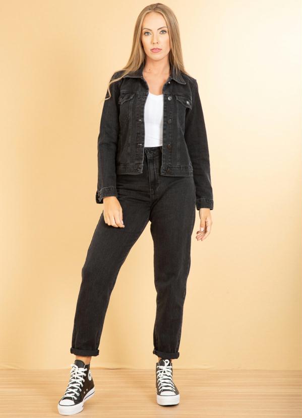 Cativa - Calça Jeans Mom Estonada Preto 8