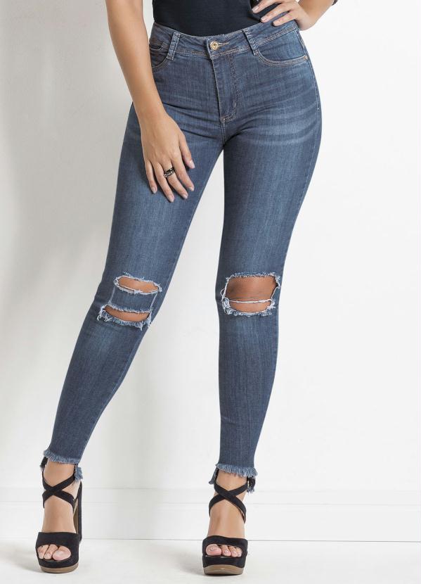 Sawary Jeans - Calça Jeans Sawary Cigarrete Destroyed Azul