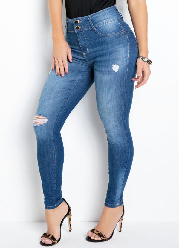 Calça Jeans Sawary Com Brilho E Puídos Sawary Jeans 4245