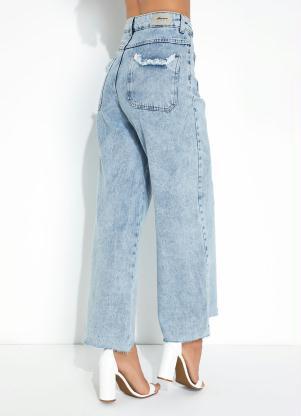 Sawary Jeans - Calça Jeans Wide Leg com Bolsos Sawary - SAWARY JEANS