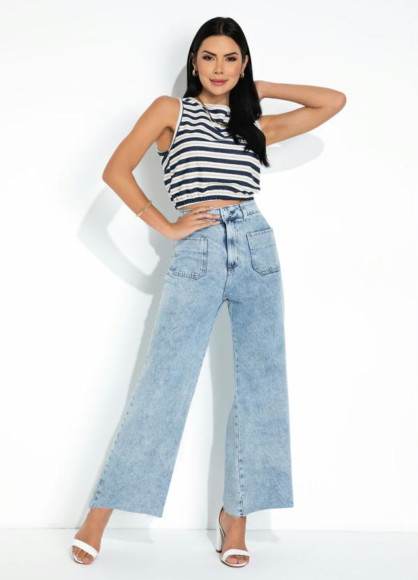 Sawary Jeans - Calça Jeans Wide Leg com Bolsos Sawary 5
