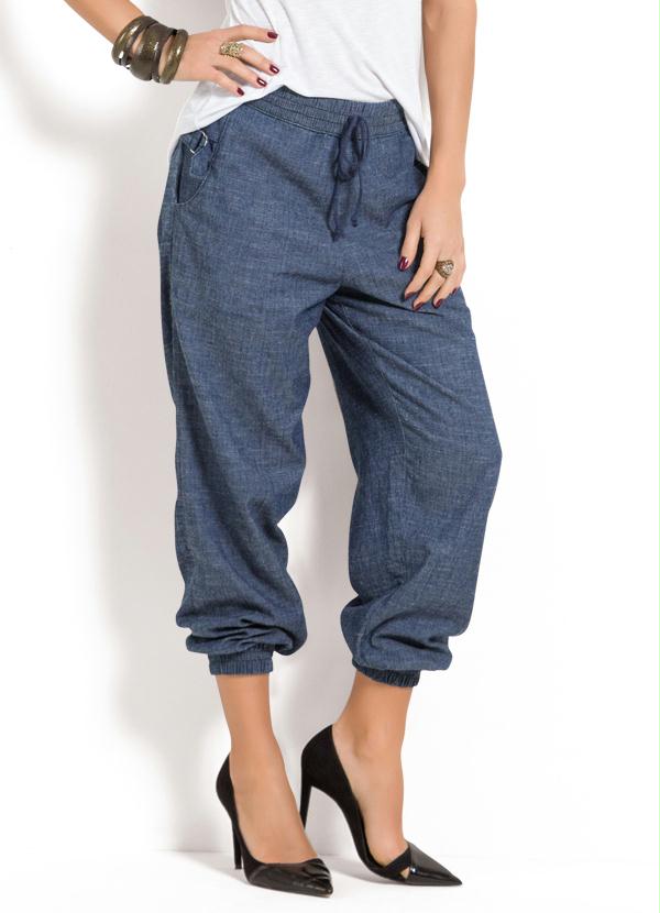 Janine - Calça Jogging Jeans Azul Escuro