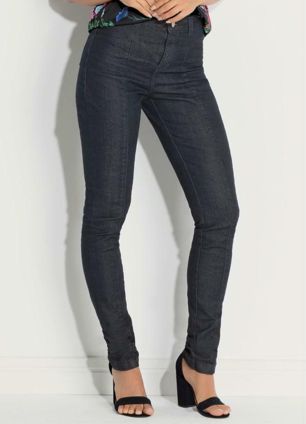 Quintess - Calça Skinny Cintura Alta Jeans Escuro