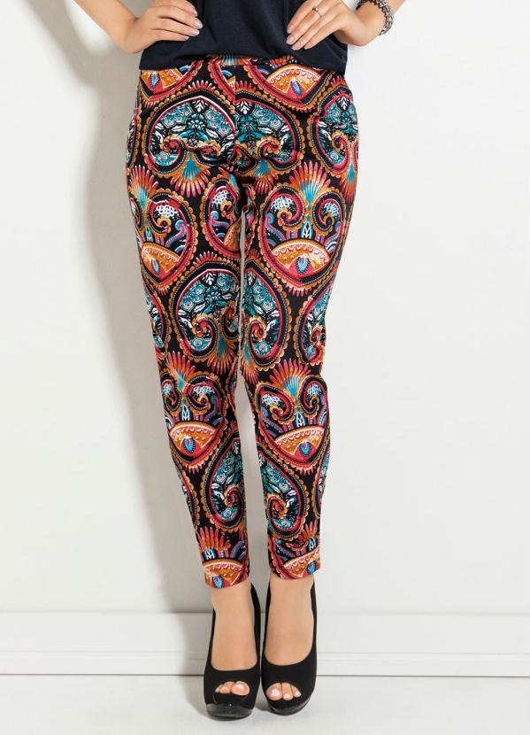 Outlet - Calça Legging Arabesco com Elástico na Cintura