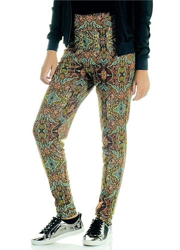 Outlet - Calça Legging Cintura Alta Étnica