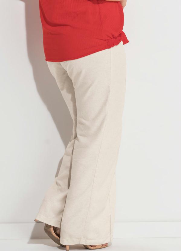 Quintess - Calça de Linho Bege Plus Size Quintess 2