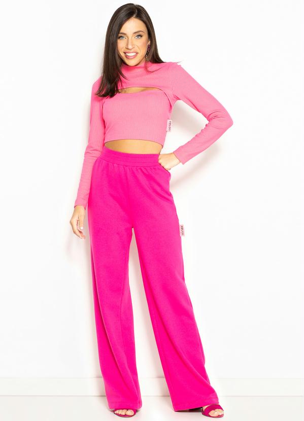 Colcci - Calça de Moletom Pantalona Rosa 3