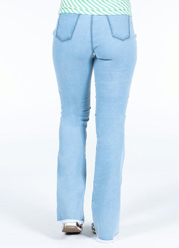 Quintess - Calça Jeans Cintura Alta Reta com Barra Desfiada 2