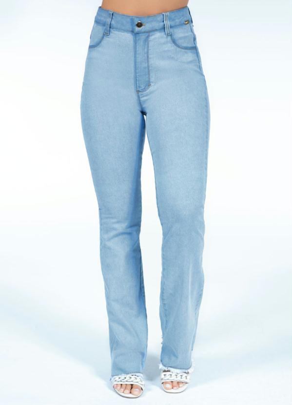 Quintess - Calça Jeans Cintura Alta Reta com Barra Desfiada 5