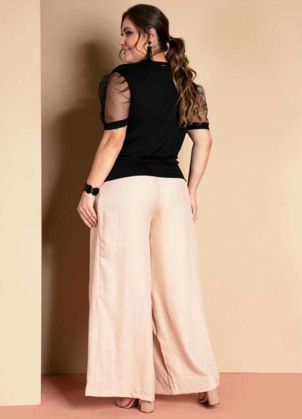 Quintess - Calça Nude com Pregas e Faixa 12