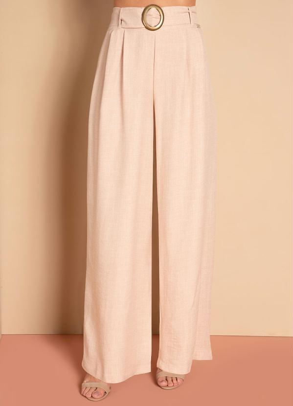 Quintess - Calça Nude com Pregas e Faixa 3