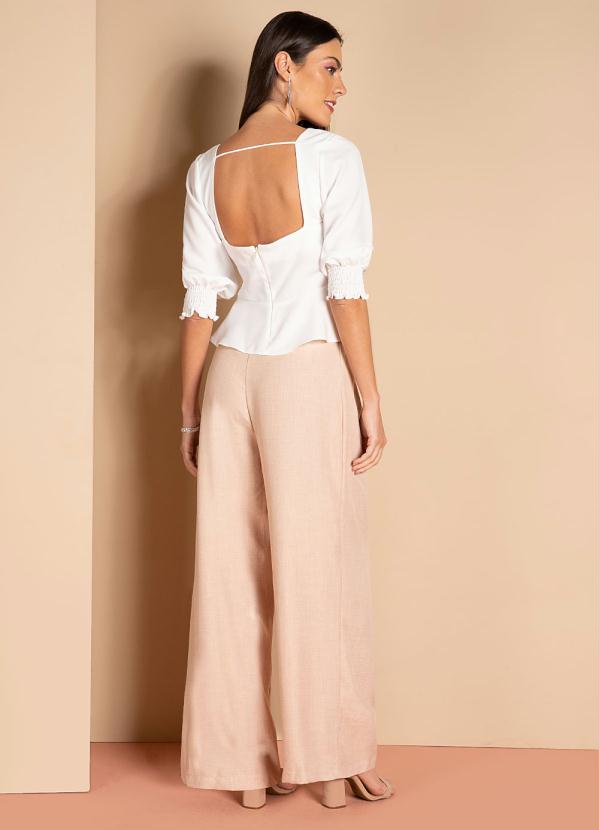 Quintess - Calça Nude com Pregas e Faixa 6