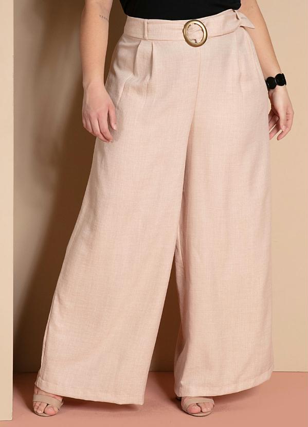 Quintess - Calça Nude com Pregas e Faixa 8