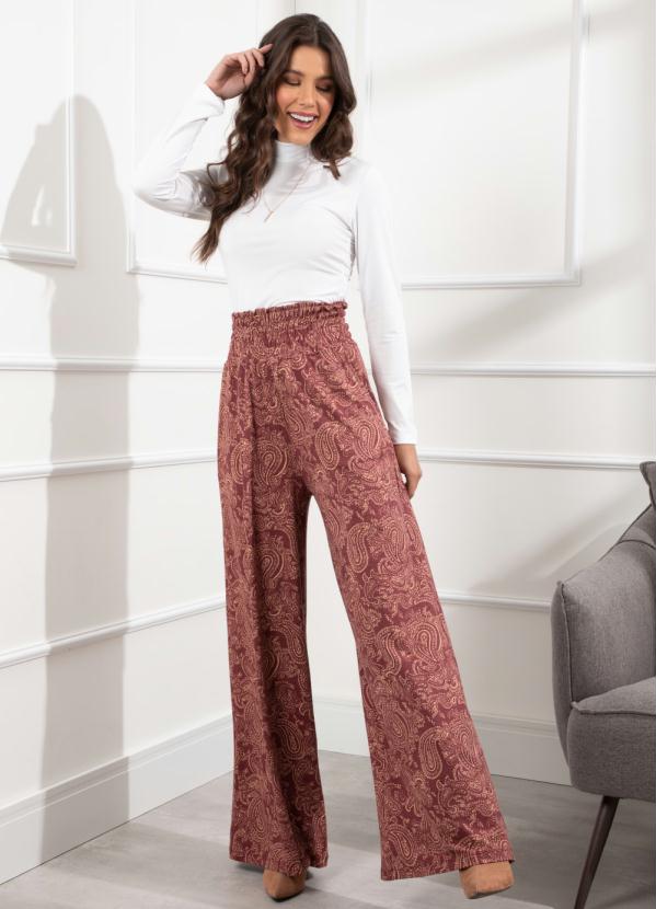Quintess - Calça Paisley Bordô com Lastex na Cintura 2