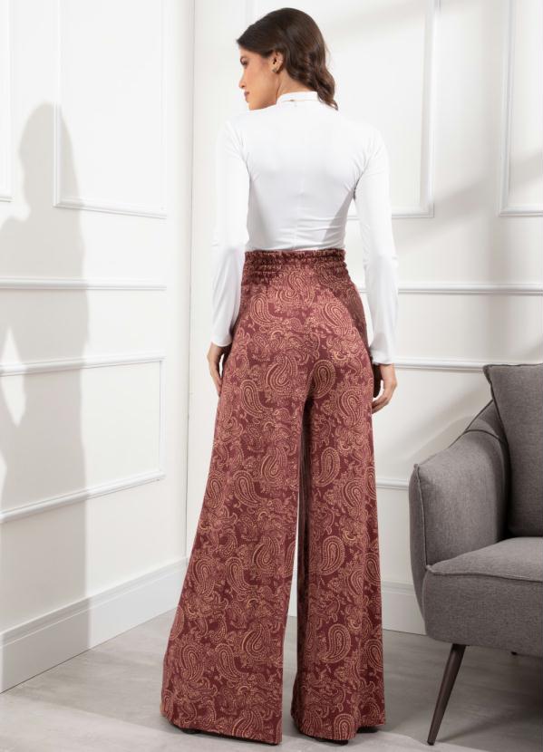 Quintess - Calça Paisley Bordô com Lastex na Cintura 3