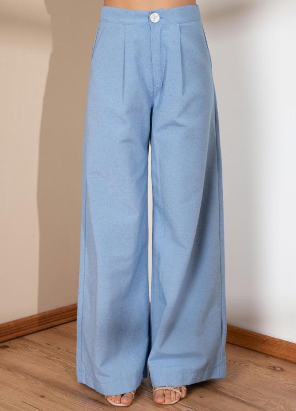 Quintess - Calça Pantalona Azul com Bolsos 4