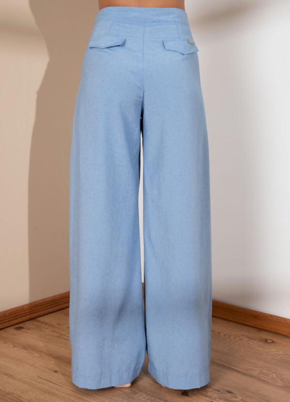 Quintess - Calça Pantalona Azul com Bolsos 5